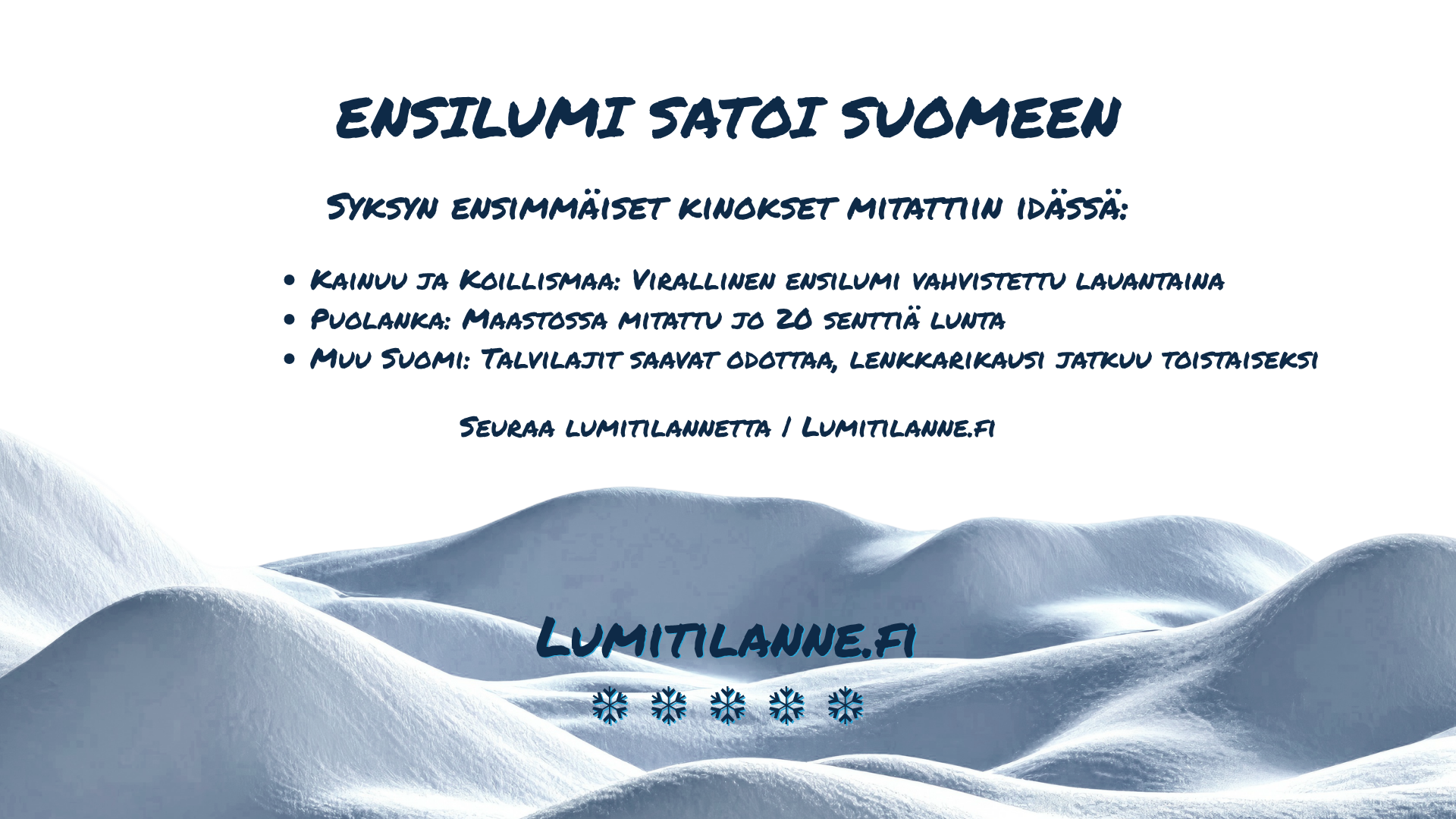 20261010 Ensilumi satoi Suomeen